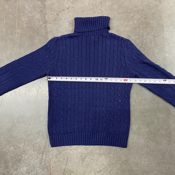 VTG Polo Ralph Lauren Cable Knit Turtleneck Sweater Blue Women’s Large - Picture 5 of 8